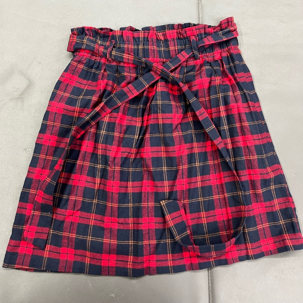 Kiel James Patrick Red and Navy Flannel Skirt with matching belt